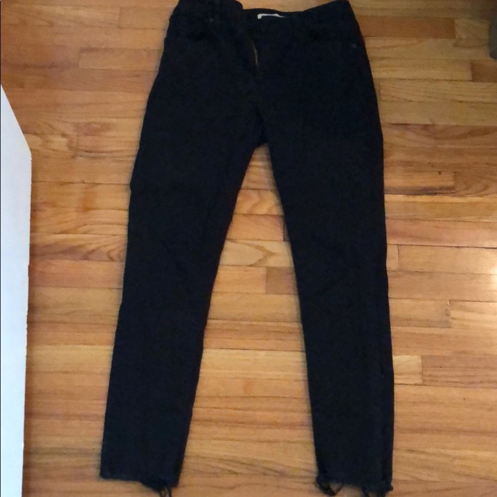 Levi’s cropped black high waisted jeans